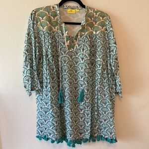 ROBERTA ROLLER RABBIT PEACOCK TUNIC NWOT SIZE SMALL